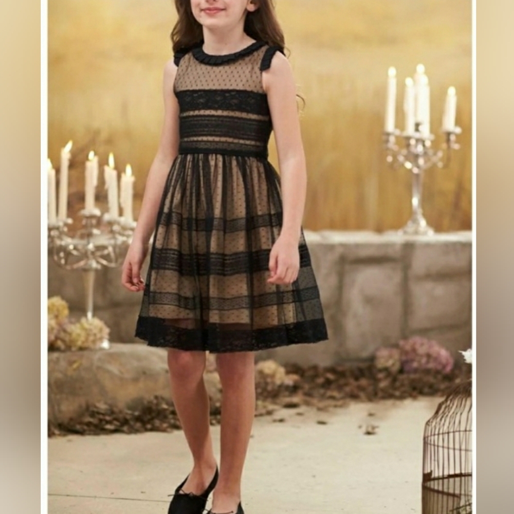 Chasing fireflies black nude lace dress 6 14
